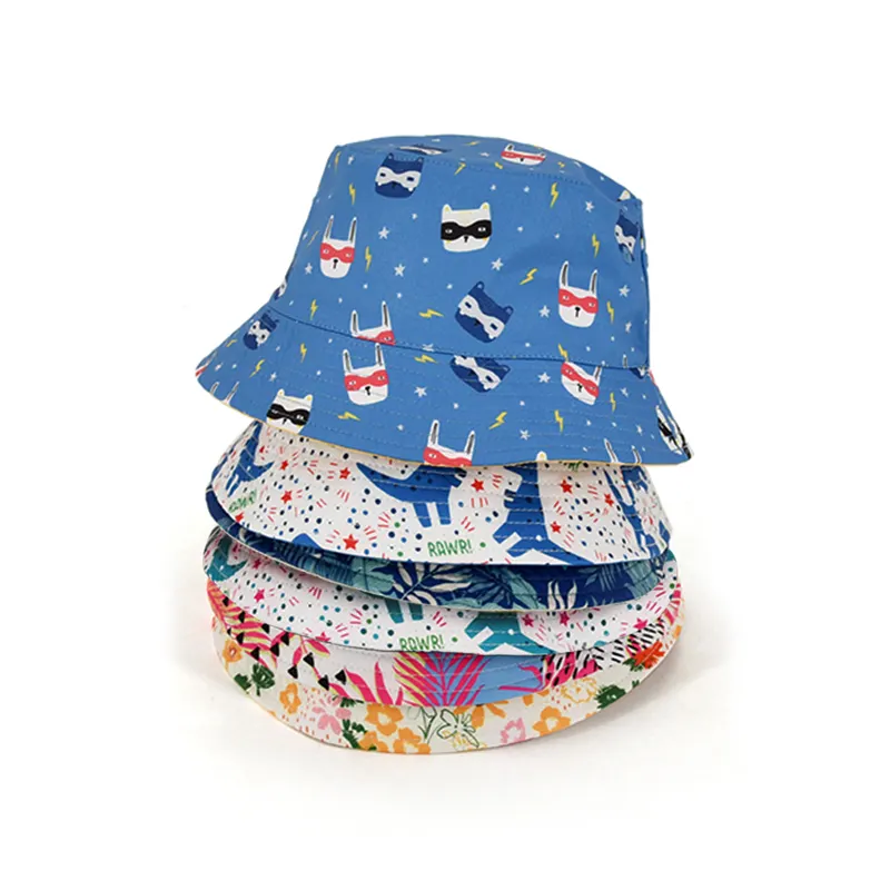 Custom baby and toddler girl full printing sun protective reversible bucket kids sun cap baby Hat