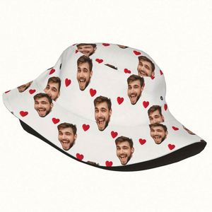 Bob unisexe personnalisé avec photo, motif d'amour imprimé, style pêcheur, avec motif de dessin animé en tissu tissé, cadeau personnalisé unique - Product Image 4