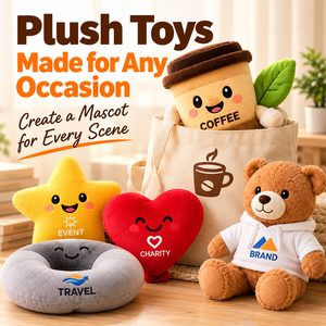 Peluche personnalisée pour occasions spéciales, 20 cm, en forme de tasse à café, étoile ou cœur, avec logo, pour événements, campagnes caritatives, voyages, jouets promotionnels - Product Image 1