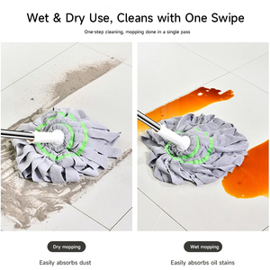 Mopa de Microfibra con Mango de Metal Resistente, para Uso en Seco y Húmedo, Mopa de <span class=keywords><strong>Limpieza</strong></span> con Sistema de Retorcido de Agua para <span class=keywords><strong>Limpieza</strong></span> del Hogar - Product Image 6