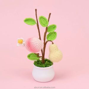 Décoration de table pour la maison, fleurs artificielles, fruits en fil tricoté faits à la main, plante en pot au crochet - Product Image 5