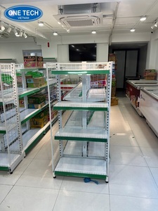 4-tier Wire mesh back gondola shelving Vietnam Iron Supermarket Rack Light Duty Grid <b>Shelf</b> Quick Installation - Product Image 3