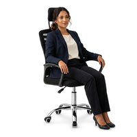 Chaise de bureau exécutive confortable en tissu maillé, réglable en hauteur, ergonomique, pivotante, avec accoudoirs