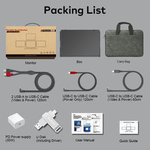 Portable Monitor for Laptop 15.6 Inch 1080P Quad One <b>Cable</b> IPS Dual Screen for Business Trading Gaming <b>USB</b> C <b>Extender</b> - Product Image 6