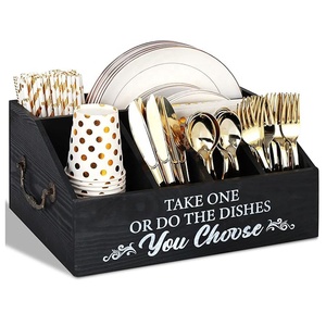 Boîte de rangement de distributeur de plateau de <span class=keywords><strong>papier</strong></span> en bois de conception classique porte-couverts pour les articles essentiels dans l'hébergement de fête - Product Image 1