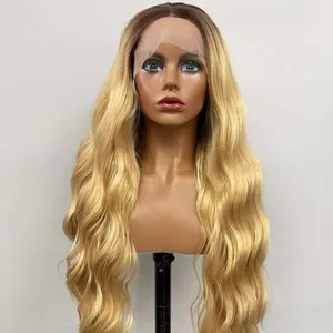 Lange Rechte Gold Blonde Gekleurde Synthetisch Haar Pruik Machine Gemaakt Partij Haar Pruiken Synthetisch Haar Pruik