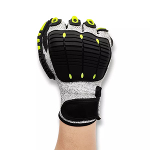 قفازات عمل جلدية واقية مقاومة للقطع بمعيار ANSI A4 ومضادة للصدمات من مطاط TPR، ميكانيكية مخصصة لحقول النفط والبناء بمستوى أمان 5 وشعار مخصص - Product Image 2