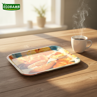 Plateau de service en bambou de qualité alimentaire pour cantine, plateau de cuisson intelligent pour thé avec impression personnalisée pour hôtels et usage domestique