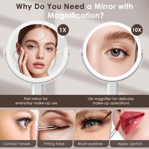 Large Travel <b>Mirror</b> Personalised Compact <b>Mirror</b> With Light 360 Degree Rotation Desk Top Magnifying 10x <b>Mirror</b> - Product Image 3