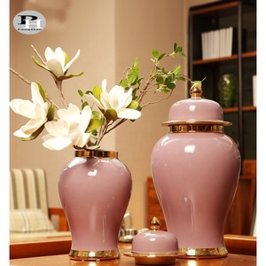 Jars en <span class=keywords><strong>porcelaine</strong></span> de luxe contemporains transparents rose doré avec couvercles, résistants aux hautes températures, personnalisables, vases décoratifs pour la maison - Product Image 6