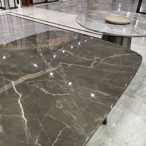 طاولة طعام فاخرة من الرخام الطبيعي بتصميم صحراوي صربي مع قاعدة معدنية من إس إتش ستون - Product Image 4