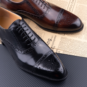 Zapatos de Vestir de Hombre de Cuero Genuino de Primera Calidad Estilo Italiano 2023, con Cordones y Punta Cerrada, en Negro y Marrón, Venta al Por Mayor - Product Image 4