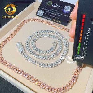 8 мм D Цвет VVS Муассанит бриллиант Обледенение стерлингового серебра 925 хип-хоп ювелирные изделия кубинское звено цепи ожерелье - Product Image 5