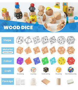 <strong>Personalised</strong> Custom Luxury Wooden Dice <strong>Set</strong> 6pcs Mixed Polyhedral Cubes D4 D8 D10 D20 DIY Game Dice for DND with Bag - Product Image 6