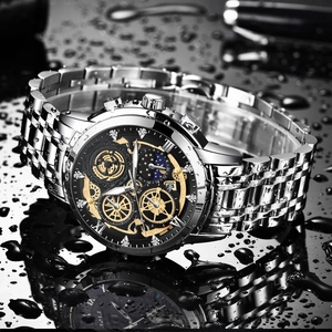 Reloj VA VOOM Original para hombre, resistente al agua, acero inoxidable, cuarzo, analógico, moda, negocios, sol, <span class=keywords><strong>luna</strong></span>, estrella, relojes <span class=keywords><strong>de</strong></span> pulsera, marca - Product Image 6