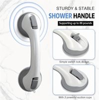 Barre d'appui de douche de 12 pouces pour personnes âgées, équipement de sécurité pour salle de bain, poignée de douche à ventouse, sans perçage, pour personnes âgées