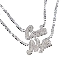 2021 New Splicing Open Personalized DIY Name Clavicle Chain Tennis Chain Custom Letter Hip Hop Name Necklace