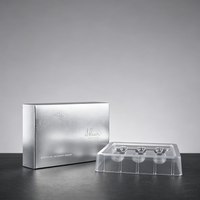 Boîte médicale métallique argentée de gros, personnalisée avec motif en relief, pour flacons médicaux jetables, avec plateau en PVC transparent