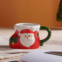 Vente directe d'usine glaçure tasse tasse à café tasse à eau en céramique noël père noël tasse avec poignée