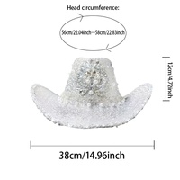 Chapeaux de Fête en Gros pour Femmes : Chapeau de Cowboy Argenté Scintillant avec Fleurs, Perles et Strass pour Enterrement de Vie de Jeune Fille, Mariage et Douche Nuptiale