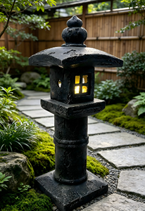 Lanterne japonaise haute en résine, éclairage <span class=keywords><strong>solaire</strong></span> de jardin, <span class=keywords><strong>fontaine</strong></span> d'eau extérieure, décoration de patio <span class=keywords><strong>zen</strong></span> - Product Image 4