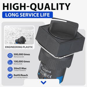 16mm セレクタースイッチ ロータリー <span class=keywords><strong>2</strong></span>ポジション <span class=keywords><strong>3</strong></span>ポジション 制御 電気 グリーンLED SPDT DPDT 接点 プラスチック製 セレクタースイッチ - Product Image 3