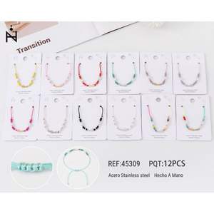 Stainless Steel Beaded <b>Bracelet</b> <b>Set</b> 12Pcs Handmade Fashion Jewelry For Gift Unisex Trendy Style - Product Image 1