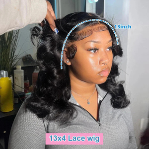 Peluca Bob sin pegamento para mujer, pre-arrancada, con ondas corporales, de cabello humano, lista para usar, 250% brasileña, peluca frontal de encaje HD 13x4 - Product Image 5