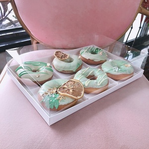 IMEE Ready to Ship Fancy Clear 4 6 Pieces Donut Rectangular Square Clear Lid Patisserie <strong>Mini</strong> <strong>Cake</strong> <strong>Box</strong> Sweet Dessert <strong>Box</strong> - Product Image 2