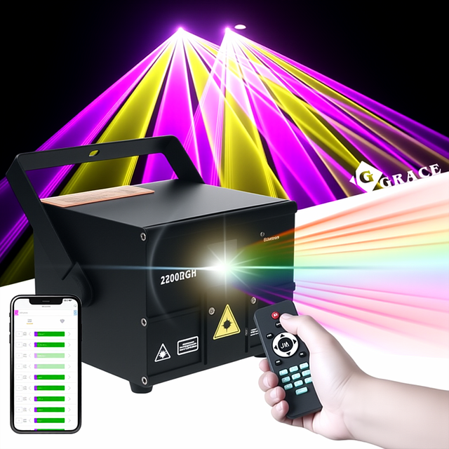 Igracelite 2W APP Remote Control Laser Stage Light Show DMX512 Full Color RGB  Animation Laser Light