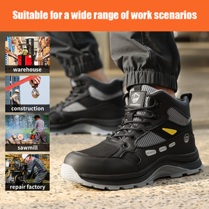 Lanoudun Automne Chaussures <span class=keywords><strong>de</strong></span> sécurité montantes confortables à tête en acier, résistantes à l'usure, anti-écrasement, anti-perçage, vente en gros en usine - Product Image 4