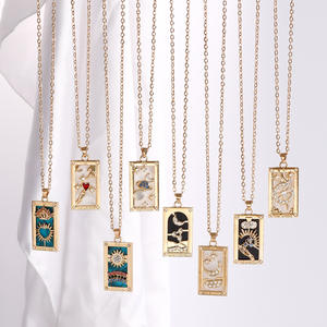 Новый дизайн красочное эмалированное циркониевое ожерелье для карт Таро модная нержавеющая сталь прямоугольная масляная капля для подарка - Product Image 2