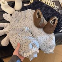 Celana Termal Anak Berlapis Tiga dengan Lapisan Fleece Ekstra Tebal dan Pola Bunga - Menjaga Kehangatan Sepanjang Musim Dingin.