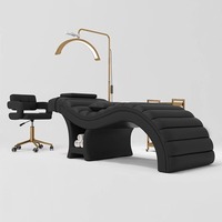 Lit de massage INS Style S-Shaped pour extensions de cils, lit de beauté de luxe INS Style pour salon SPA, lit de soin du visage incurvé pour extensions de cils