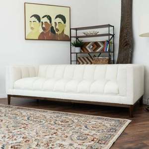 Modern Melissa Mid-Century 3-Seater White Boucle Modern <b>Sofa</b> for Living Room Furniture - Product Image 2