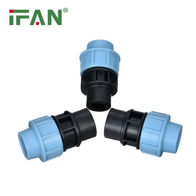 Fabricante de IFAN, accesorios de tuberías de plástico Pn10 Pn16, Azul, Blanco, codo de enchufe personalizado, accesorios de tubería Hepe para tubería Pe