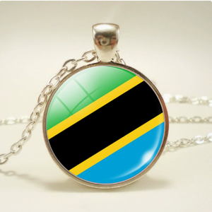 Collier drapeau <span class=keywords><strong>de</strong></span> la <span class=keywords><strong>Tanzanie</strong></span> à impression durable, Série Drapeaux du Monde, Collier Gemme du Temps, Accessoires pour adultes, Souvenir - Product Image 1