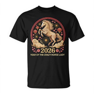 Camiseta del Año del Caballo Loco 2026, Diseño del Año Nuevo Lunar, Unisex, Cuello Redondo, Manga Corta, Impresión Digital - Product Image 2