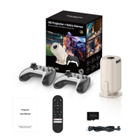 Projecteur de jeu U5 Allwinner H723 Android 14 200 ANSI Lumens 720P natif Décodage WiFi 6 Console de jeu portable Mini Home Cinéma