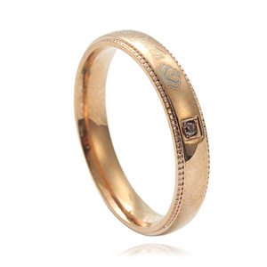 Titanium Steel <b>Couple</b> <b>Rings</b> Letter Design Bezel Setting Unisex Everyday Wear 23010 - Product Image 1