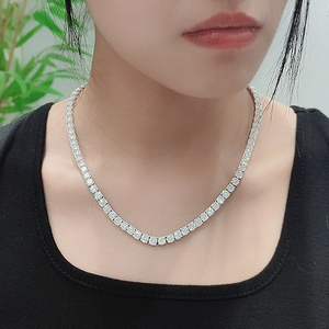 สร้อยคอเทนนิสเงินแท้ S925 ขนาด 3 มม. 4 มม. ทรงกลมเจียระไนแบบเหลี่ยม DEF VVS มอยส์ซาไนต์ ราคาขายส่ง สร้อยคอเทนนิสเงินแท้ S925 - Product Image 2
