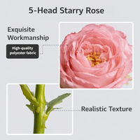 5 Tangkai Bunga Mawar Starry Rose Real Touch Faux Flower Grosir untuk Dekorasi Pernikahan, Hotel, Taman, Dalam & Luar Ruangan, Pesta, Festival