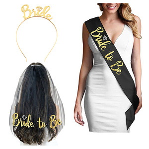 Conjunto de novia para fiesta de <span class=keywords><strong>despedida</strong></span> de <span class=keywords><strong>soltera</strong></span>, banda y Diadema, velo, suministros de decoración para fiesta, color oro rosa - Product Image 6