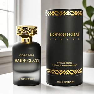 Luxury Round Perfume <b>Bottle</b> <b>Empty</b> Crimp Pump <b>Spray</b> Thick Bottom 30ml 50ml 100ml Glass Gradient Black Perfume <b>Bottle</b> With Box - Product Image 1
