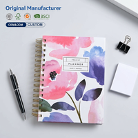 Carnet de notes A6 à couverture rigide avec reliure spirale à motifs floraux, planificateur pour l'organisation quotidienne et des projets, art aquarelle - Cadeau