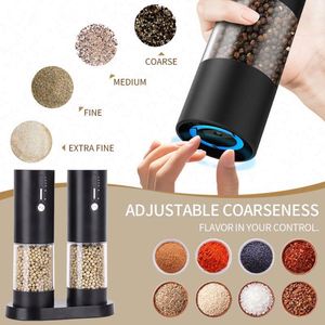 Hot New Design Timed and Quantitative 118ML Electric Automatic USB Rechargeable Salt and <b>Pepper</b> <b>Grinder</b> Set with Base,LED - Product Image 3