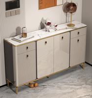 Meuble à chaussures de luxe léger à portes cannelées avec plateau en pierre frittée, armoire de rangement fermée pour chaussures avec banc à chaussures en option pour l'entrée