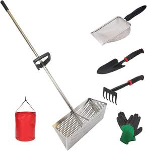 Râteau à sable détachable avec manche long de 47 pouces, tamis pliable à dents de requin, pelle à mailles, râteau à griffes et gants pour la <span class=keywords><strong>plage</strong></span> - Product Image 1