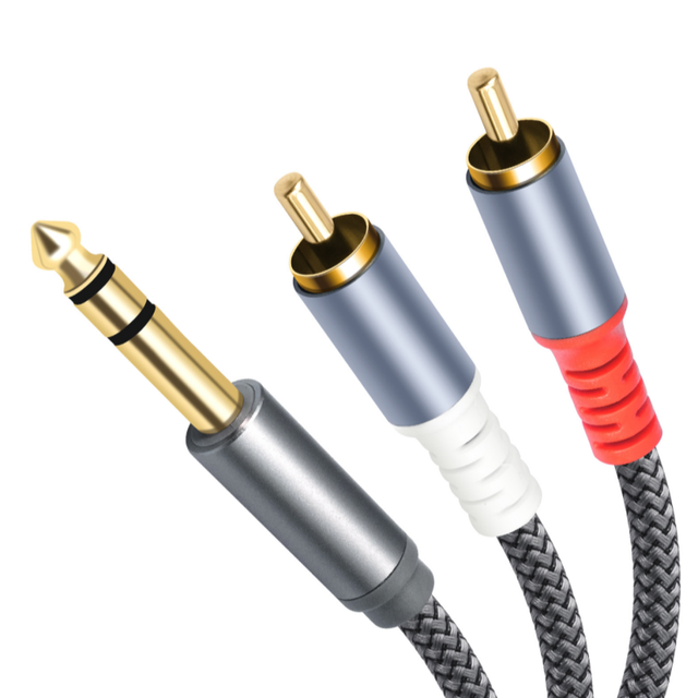 1M 2M 3M 4.6M 7.6M 1/4" to RCA Audio Cable Quarter Inch TRS to RCA Audio Cable 6.35mm Stereo Jack to Dual RCA Y Splitter Cable
