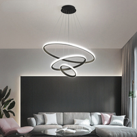 Lustre LED Simple en acrylique et or de luxe avec anneau circulaire noir pour salon, lampes suspendues de plafond